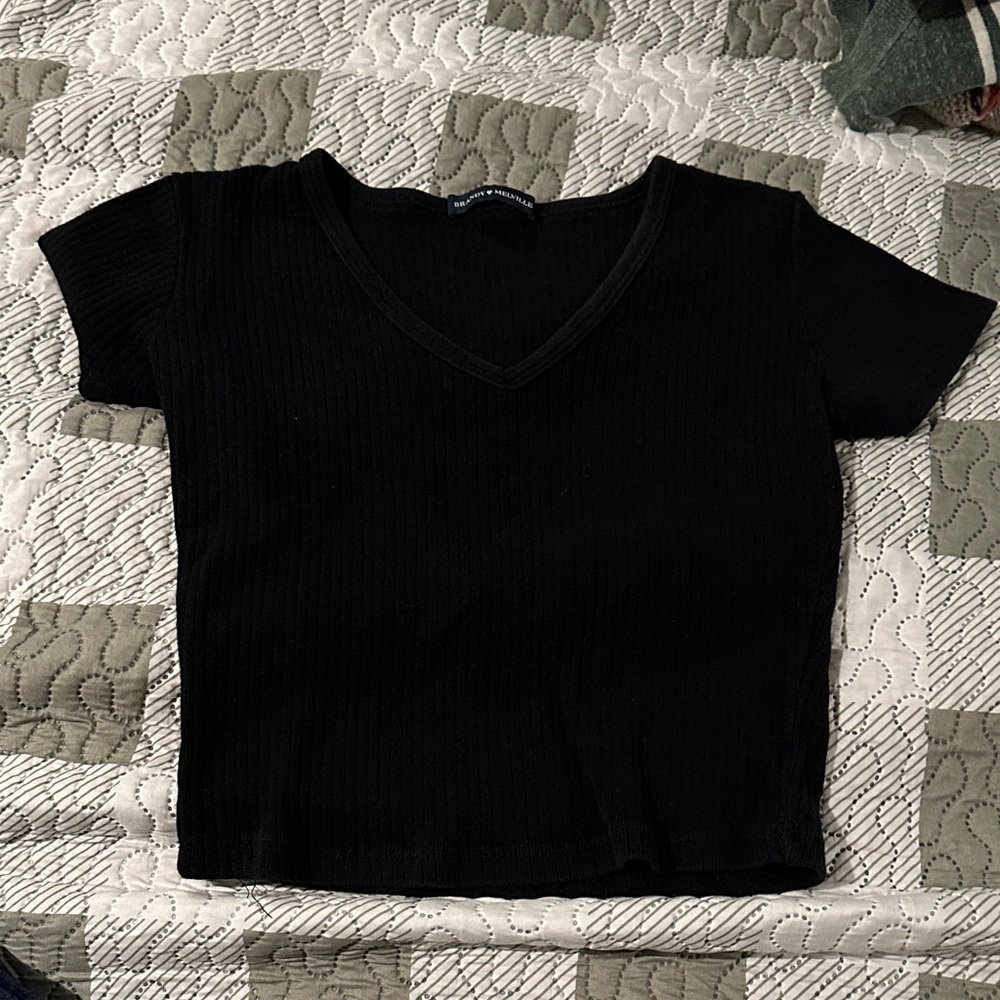 Brandy Melville Black Ribbed Crop Top